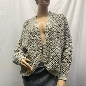 Nicole Miller Women's Artelier Sage Green Crochet Open Cardigan NWOT